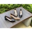 giày nữ búp bê mũi nhọn 3 phân gót vuông Annmodels phối nơ lụa ST-034XBFE