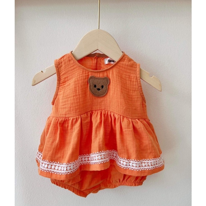 Bodysuit Cho Bé Gái Hình Gấu, Đồ Hè Cho Bé Gái Từ 5-13kg TNB
