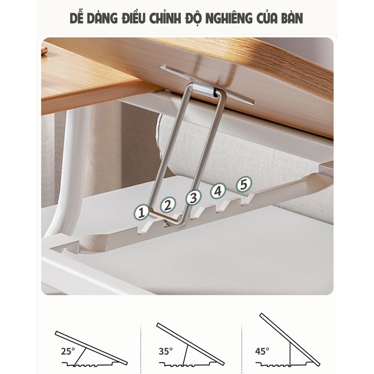 Ảnh Bàn học gấp gọn IGA tùy chỉnh góc nghiêng giảm đau lưng mỏi mắt - GM55 1
