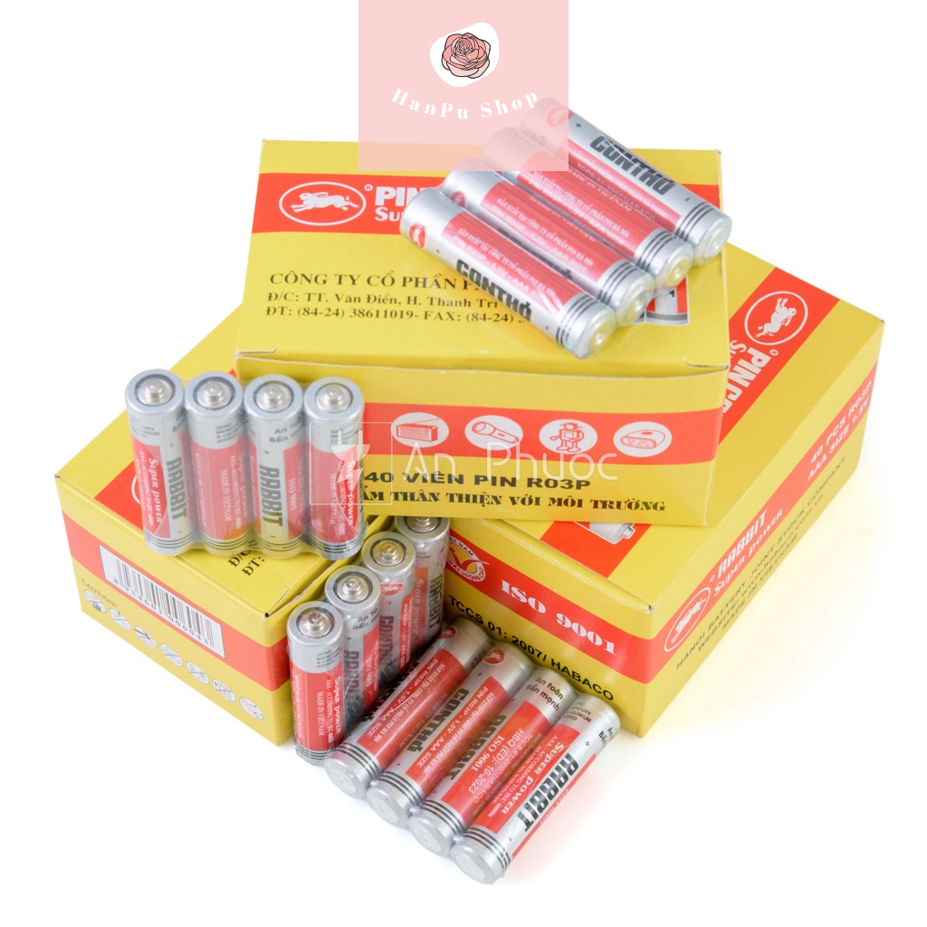 (HÀNG CTY CHÍNH HÃNG) Hộp 40 Viên Pin tiểu AAA pin tiểu Con Thỏ, Habaco ...