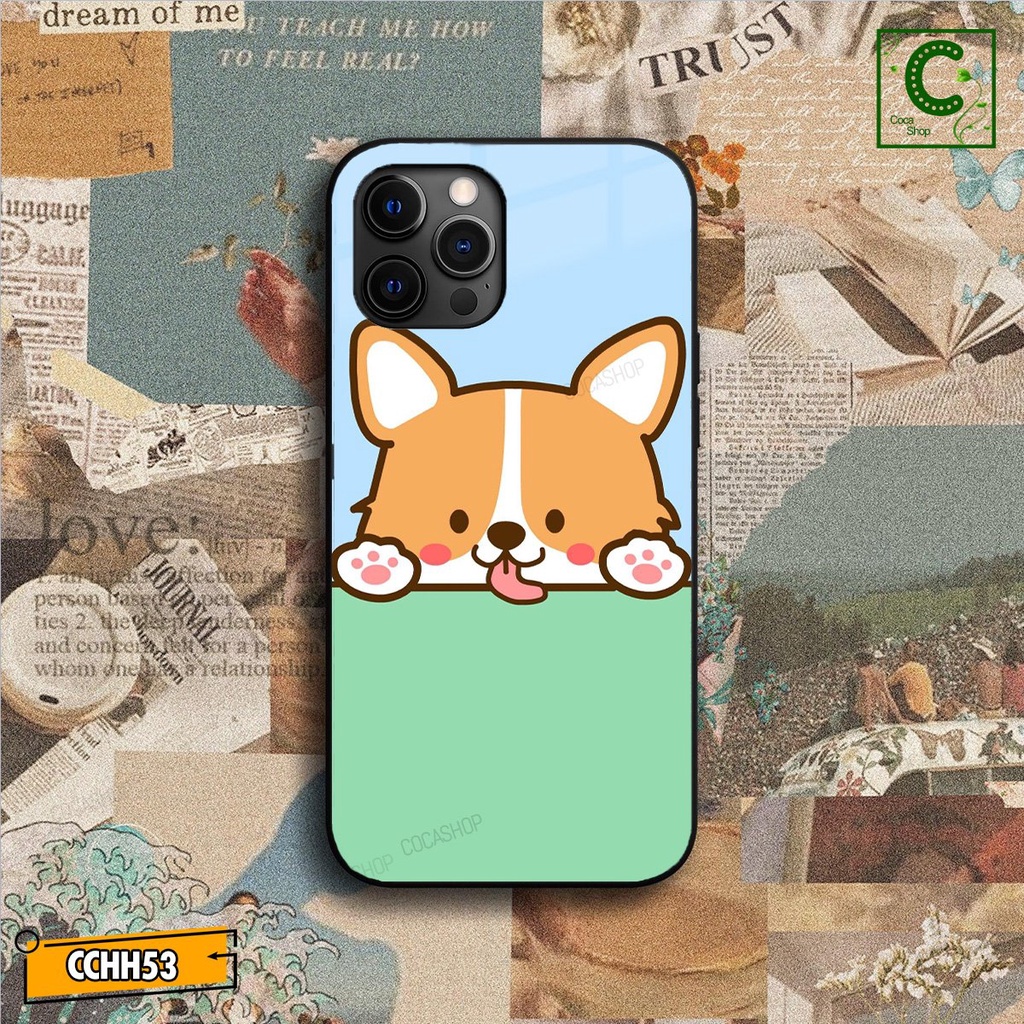 Ốp lưng iphone mặt kính cực đẹp, chống trày xước  - Chú chó đòi ăn - 6/6plus/6s/6splus/7/7plus/8/8plus/x/.....