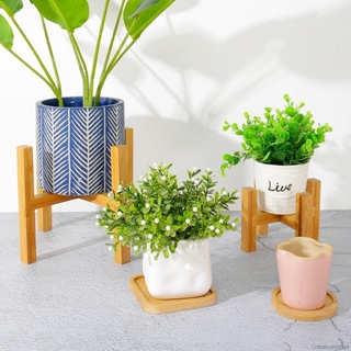 CH Bamboo Round Square Plant Tray Coaster Bowls Plates Succulents Pots ...