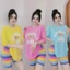 Bộ lửng Sắc Màu Áo Form Rộng, Quần Cầu Vồng Siêu Hot CHo Nữ Mặc Đi Chơi, Mặc Nhà, Mặc Ngủ