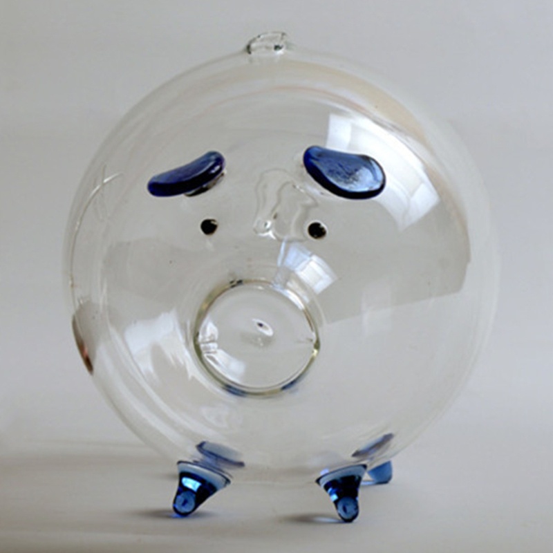 IOR Pig Piggy Bank Hộp đựng tiền xu Hộp tiết kiệm bằng kính trong suốt dễ thương Lưu niệm sinh ra