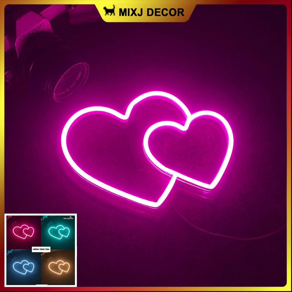 Đèn led Neon trang trí | Hình trái tim | 25x15cm | Decor phòng ngủ ...