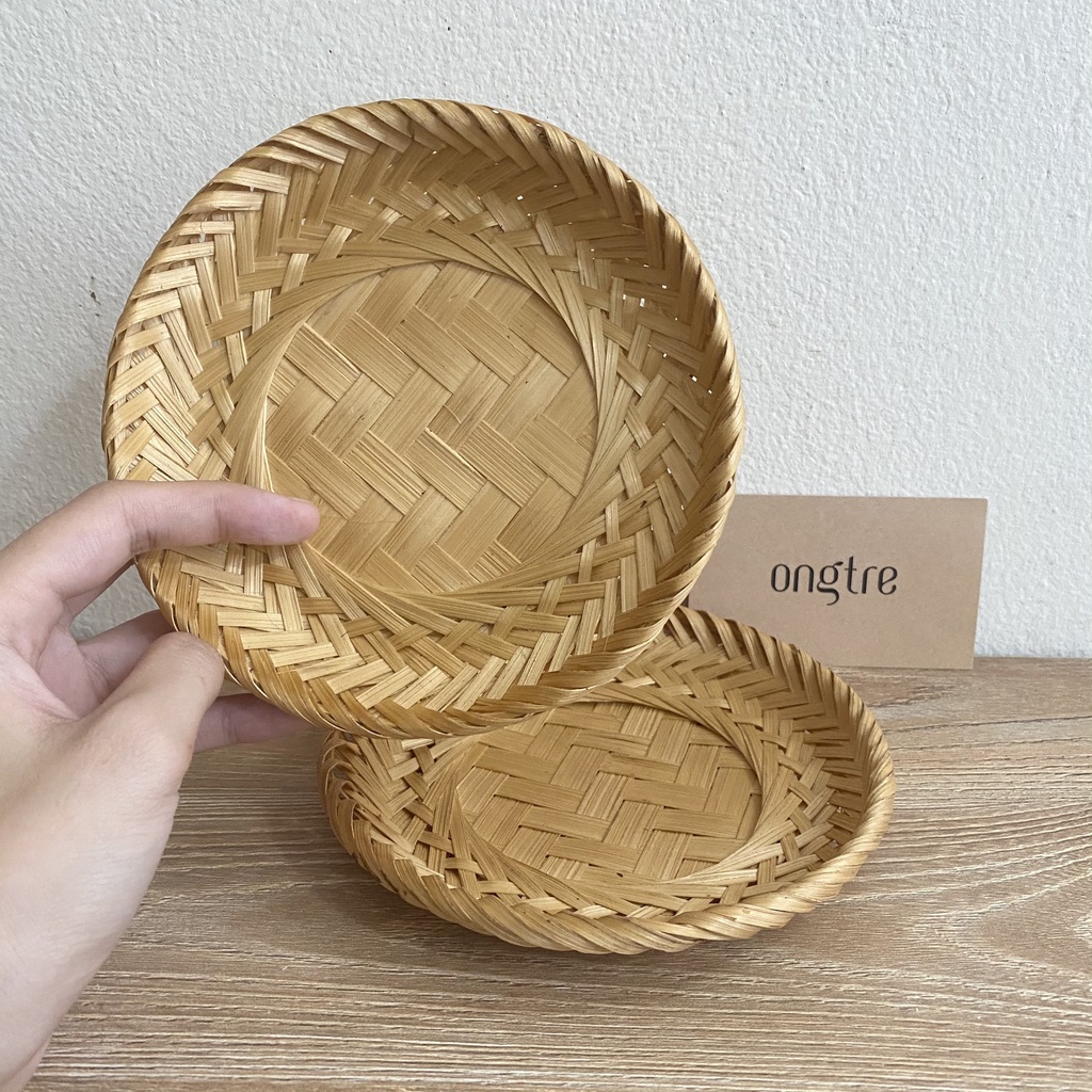 Đĩa Tre Mini Hun Khói ONGTRE, Đĩa Đựng Đồ Ăn, Lót Nồi, Đĩa Decor Bàn Ăn, Chụp Ảnh, Nhà Hàng, Cafe