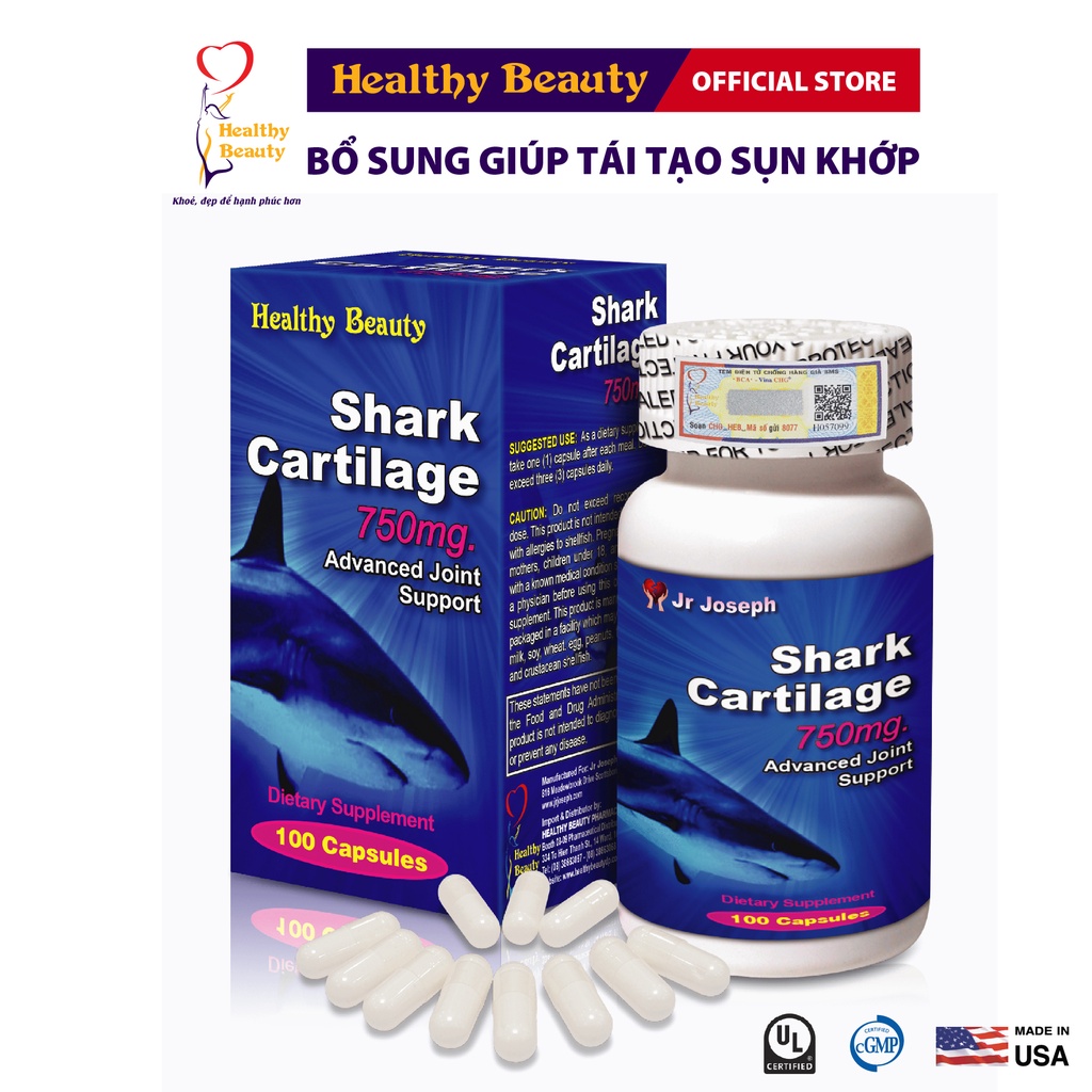 Ảnh ComBo Vui Khỏe Vận Động HB Calcidsoft & Shark Cartilage 750Mg Healthy Beauty Giúp Xương Chắc Khỏe Khớp Dẻo Dai 1