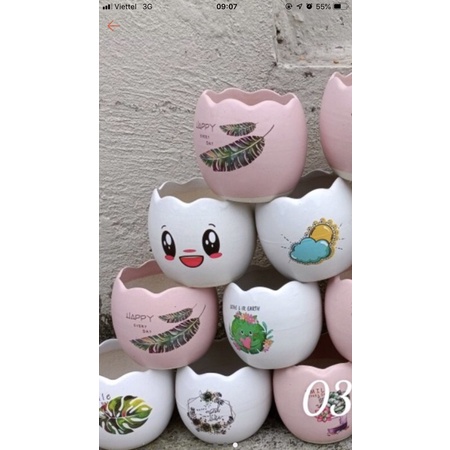 (CHỌN CHẬU) Chậu Sứ MINI Bát Tràng In hình, miệng sóng. Trồng Cây Cảnh, Sen Đá, Xương Rồng,hoa