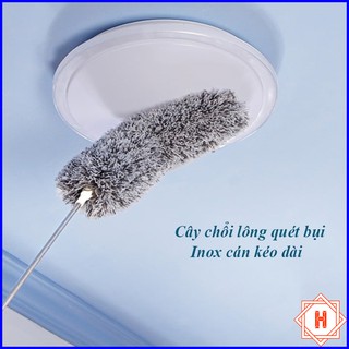 Chổi Quét Trần Bằng Sợi Vải Siêu Nhỏ Inox Cán Dài Cao Cấp Đầu Chổi Linh Hoạt { H }