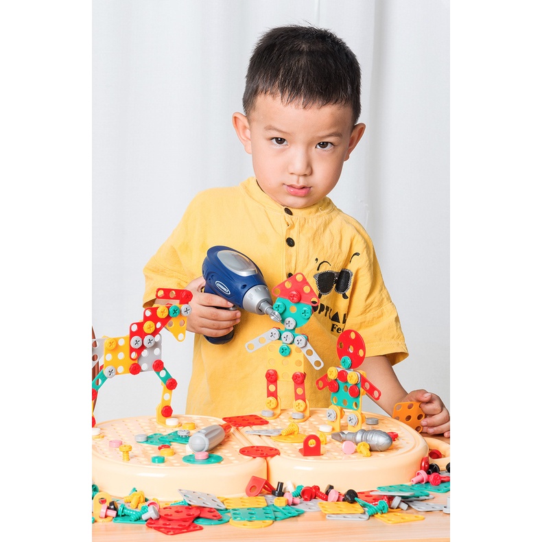 Bộ Đồ Chơi Kỹ Sư Lắp Ráp Hình Gấu Vali Kĩ Sư Gấu Vặn Óc Vít Kèm Khoan Điện Đồ Chơi Cho Bé Trai - Đồ Chơi Cho Bé PUKAPI