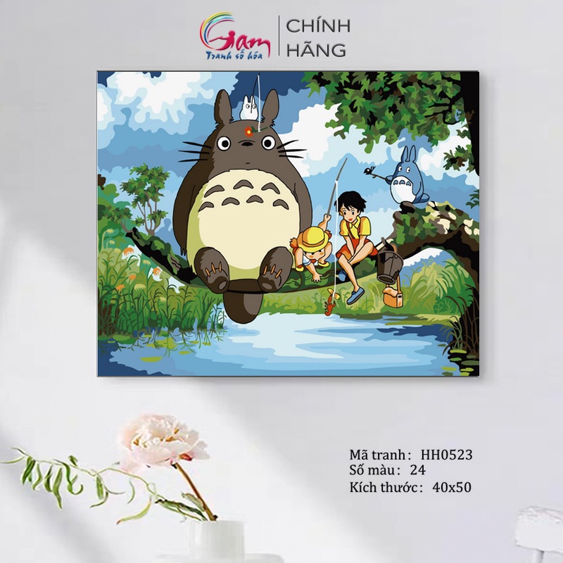 Tranh số hoá Gam Anime Ghibli Totoro căng khung 40x50cm HH0523