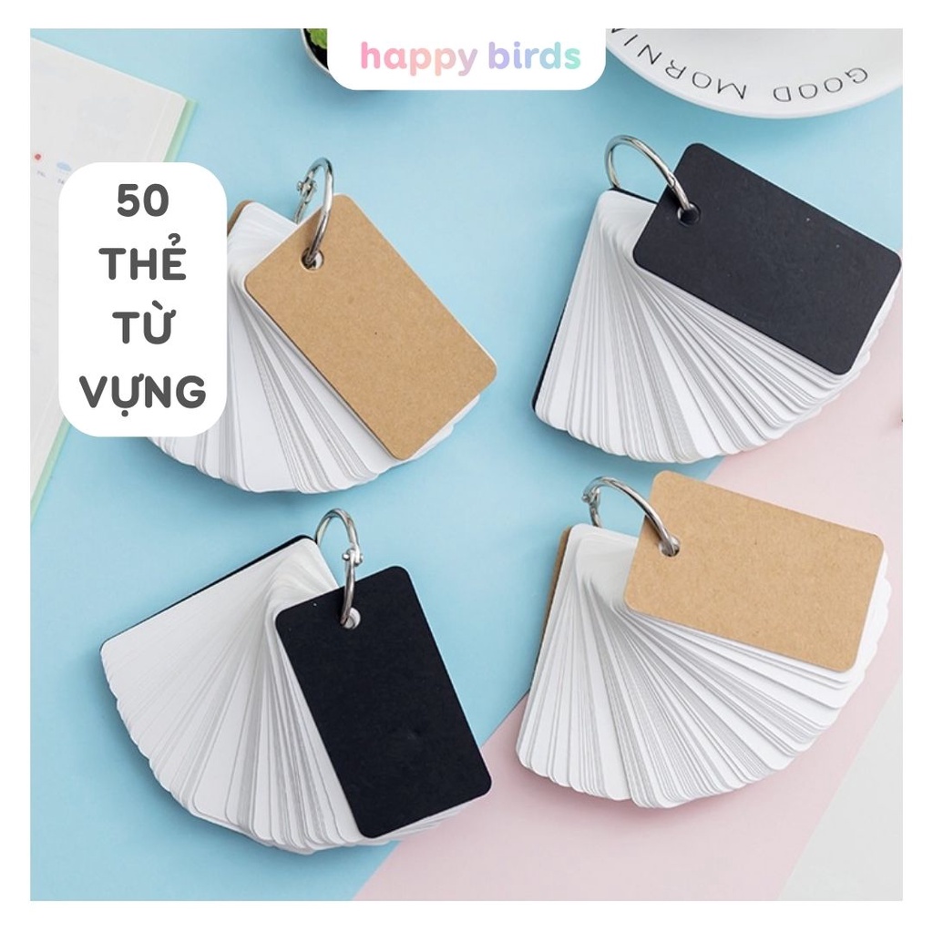 Flashcard thẻ học từ vựng trắng thẻ học từ vựng 50 tờ 4x7cm hỗ trợ làm giấy ghi chú