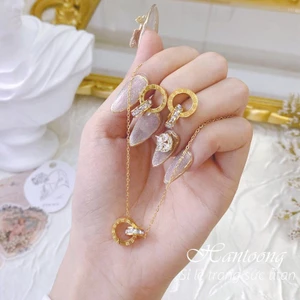 Vòng cổ titan không gỉ dây chuyền titan mạ vàng 18k đính đá zircon khắc số la mã phong cách hàn quốc