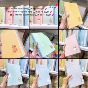 Tập Vở May Dán Gáy KLONG - Caro B5 Ô 5x5 ; 6x6 ; 7x7 - 80/ 120/ 200 Trang; MS: 834 - 835 - 836 🌻 Pastel