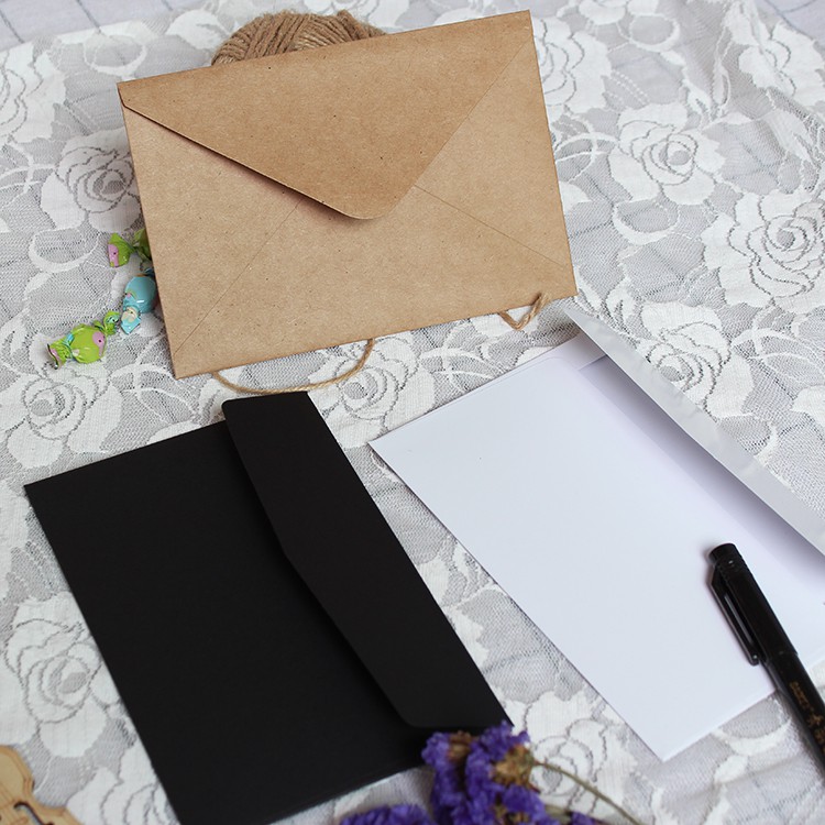 Combo 10 cái Bao thư giấy kraft danh cho thiệp cảm ơn và danh thiếp định lượng giấy dày sang trọng phong cách vintage - 1