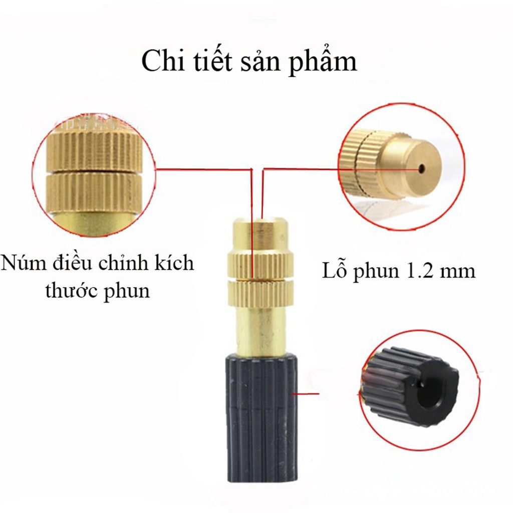 Combo 5 Béc Phun Sương 6 Hướng Đầu Đồng Kèm Chân Ren Ngoài 21