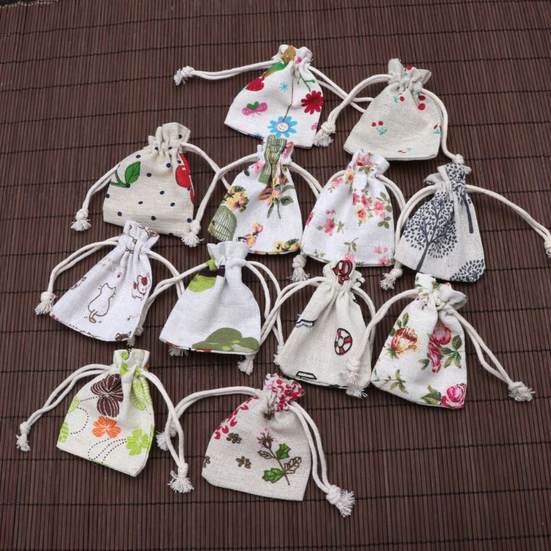 Túi dây rút cotton linen đựng quà tặng / trang sức