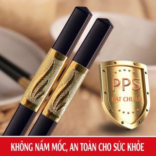 Bộ 10 Đôi Đũa Mạ Vàng, Đũa Hợp Kim Chống Mốc Hàn Quốc Đẹp Mắt Sang Trọng Chống Ẩm Mốc