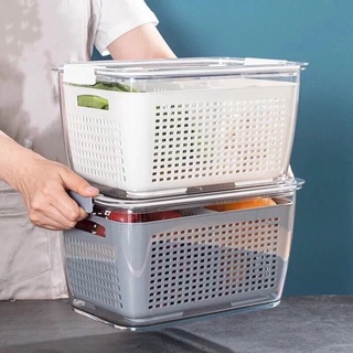 Hộp bảo quản thực phẩm tủ lạnh 2 lớp cỡ lớn có khóa thoát khí tiện dụng