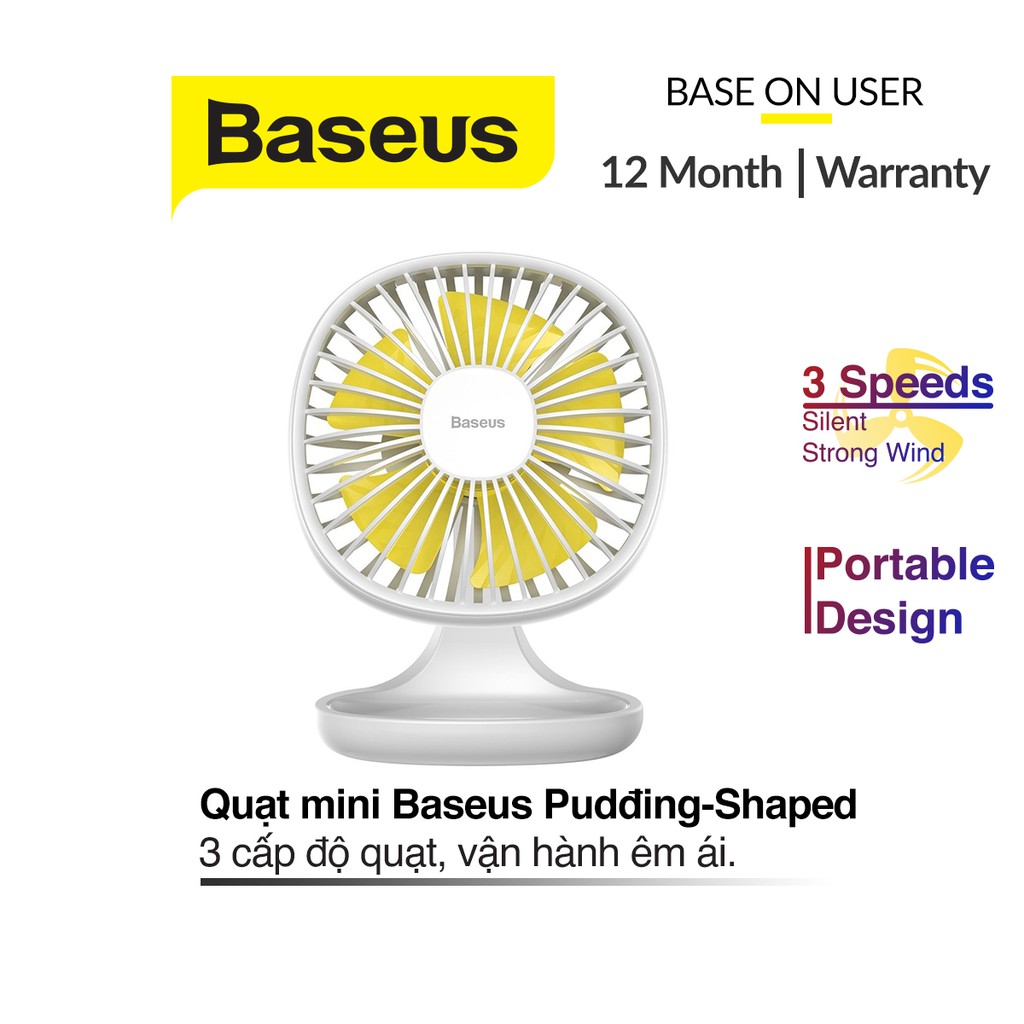 Quạt mini để bàn Baseus Baseus Pudding-Shaped Fan ( 3 mức tốc độ - Mini ...