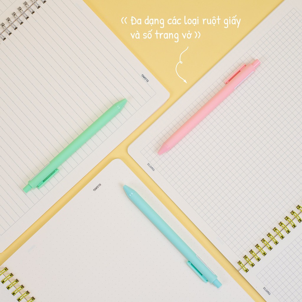 [S+DAY Tặng 1 cây bút gel CC] Sổ caro lò xo bìa nhựa Klong 120 trang định lượng giấy 120gsm ms574-580