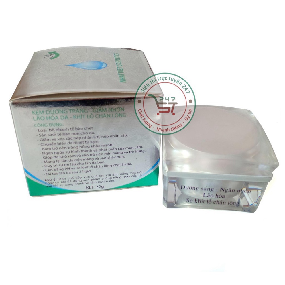 Kem dưỡng Trắng da mặt Giảm nhờn chống Lão hóa Se khít lỗ chân lông Nairem 22g (Bạc)