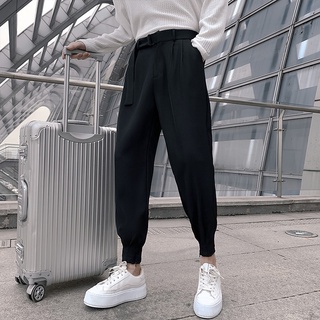 Quần T Nam Thắt Lưng Tự Do Hàn Quốc Chất Lượng Cao Drape Ice Silk Phù Hợp Với Mùa Hè Mỏng Phong Cách Cao Cấp Cảm Giác Đến Mắt Cá Chân Quần Dài Mắt Cá Chân