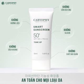 Kem Chống Nắng Caryophy Smart Sunscreen Tone Up Nâng Tông Trắng Hồng Dịu Nhẹ Làn Da 50ml Duduhouse