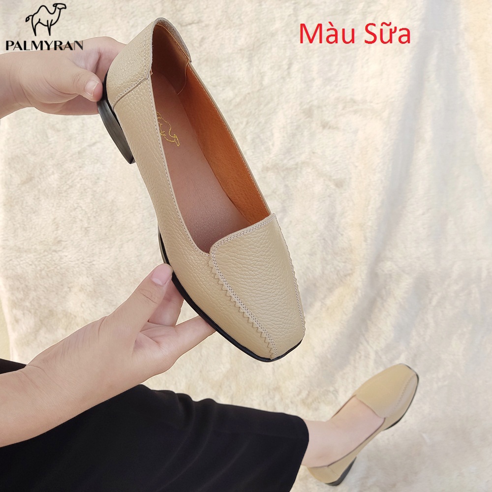 Giày nữ da bò thật mõm vuông palmryan ST29 Bảo Hành 1 năm