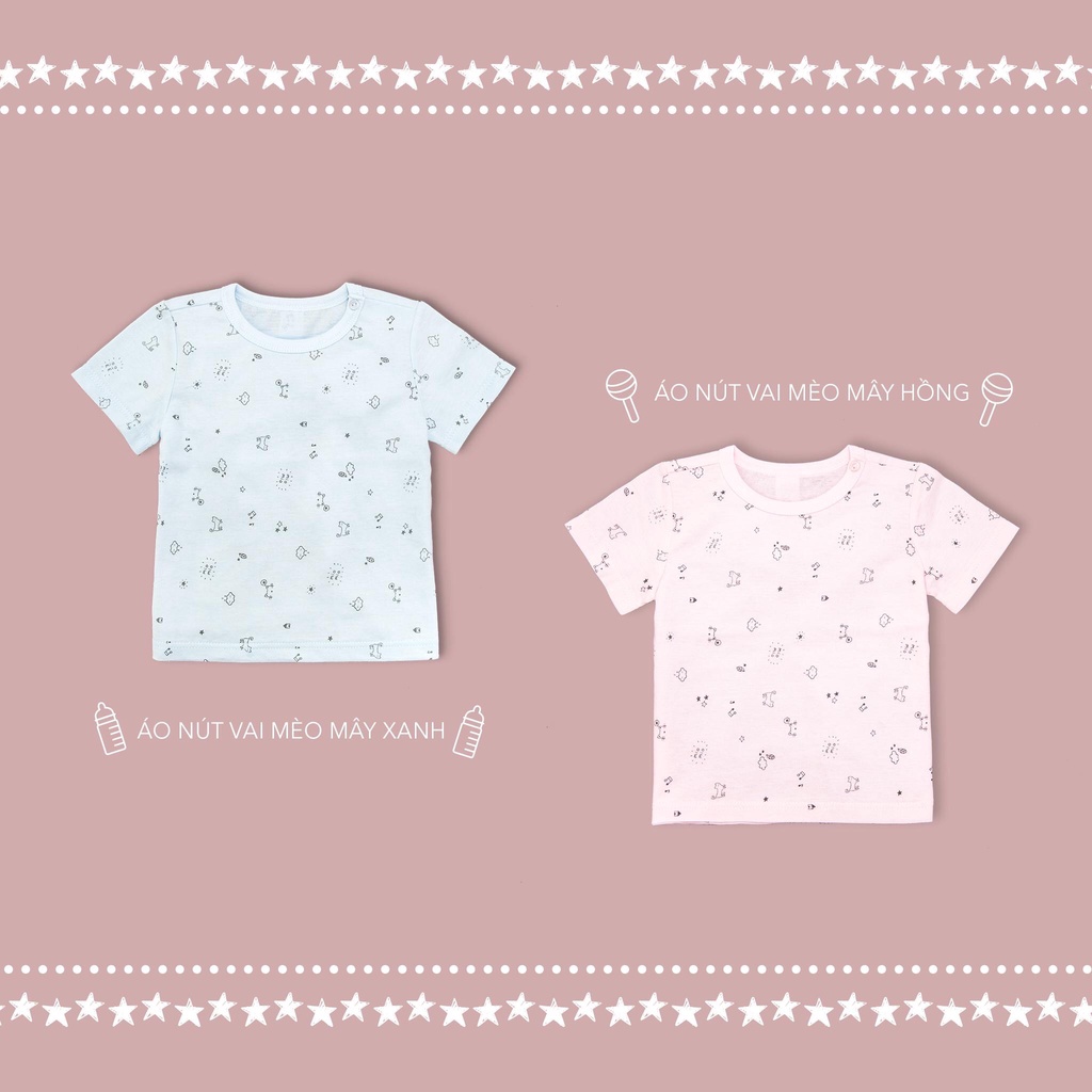 Mô tả Combo 3 Áo Tay Cộc Nút Vai MIOMIO Vải Cotton Cho Bé Trai,Gái, Họa tiết Thỏ,Sọc,MèoMây (Từ 0-24 Tháng)Thoáng Mát Dễ Chịu - 3