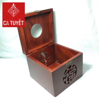 HỘP ĐỰNG GIẤY ĂN Khổ Vuông Mặt Chạm Cao Cấp GỖ HƯƠNG