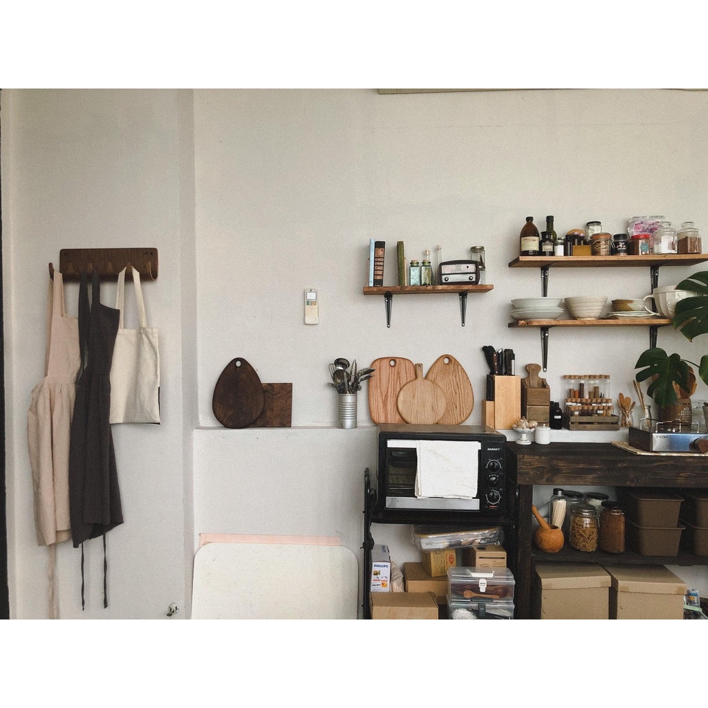 Ảnh Móc treo quần áo, nón bảo hiểm, Móc treo hành lang Gỗ uốn cong Plyconcept Sunset Wall Rack - Walnut 3