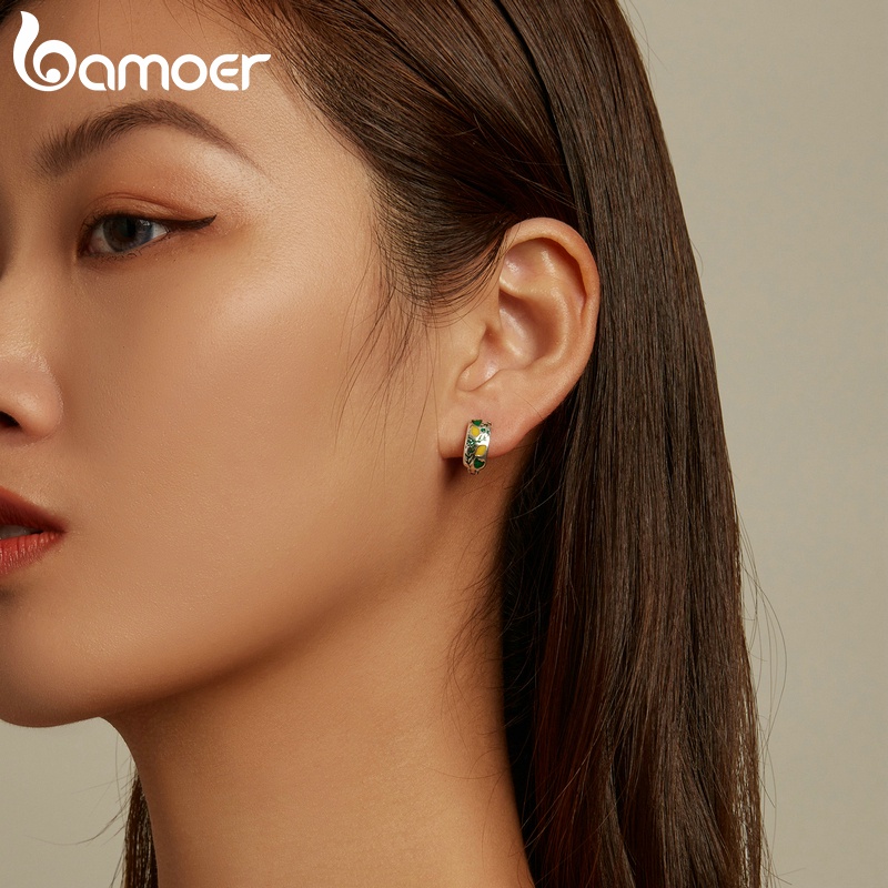 1 Cặp Bông Tai bamoer Bạc 925 Hình Lát Chanh Và Lá Thời Trang Cho Nữ sce1376