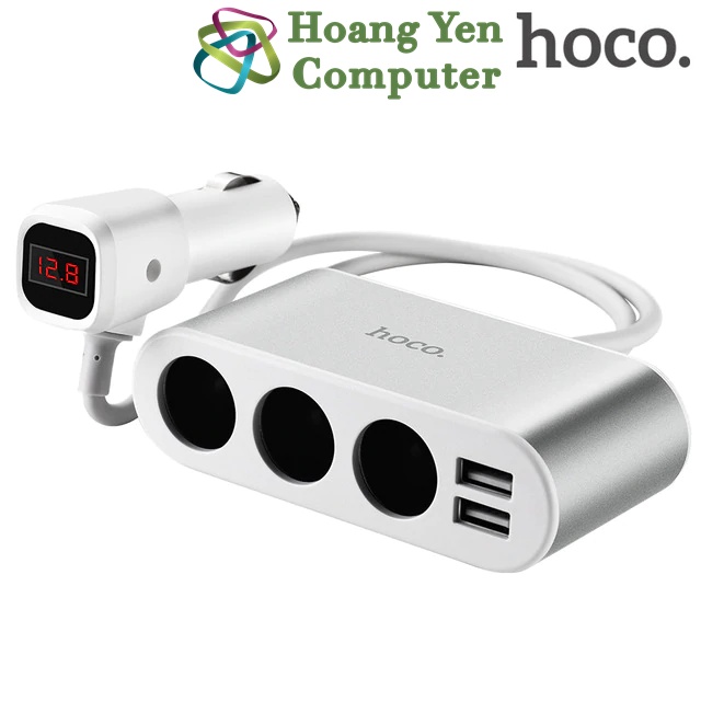 Cốc Sạc Xe Hơi Hoco Z13 3 Cổng Tẩu Sạc, 2 Cổng Sạc USB - BH 6 Tháng - Hoàng Yến Computer
