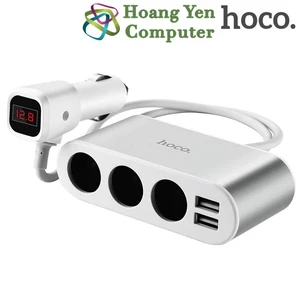 Cốc Sạc Xe Hơi Hoco Z13 3 Cổng Tẩu Sạc, 2 Cổng Sạc USB - BH 6 Tháng - Hoàng Yến Computer