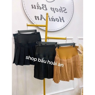 CHÂN VÁY BẦU NGẮN XẾP LY, MẶC CẢ BẦU NHỎ - BẦU TO VÀ SAU SINH