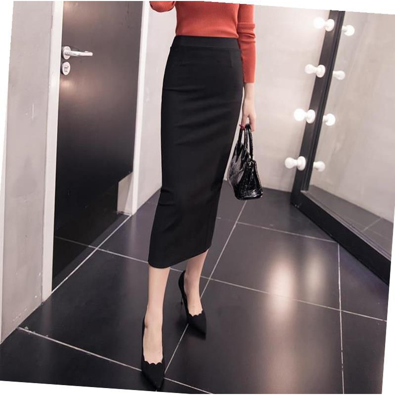 Chân Váy Bút Chì Dáng Dài 80cm Chất Umi Hàn Cao Cấp Co Dãn 4 Chiều Sẻ Sau_shopngoctrang19_CV73NT