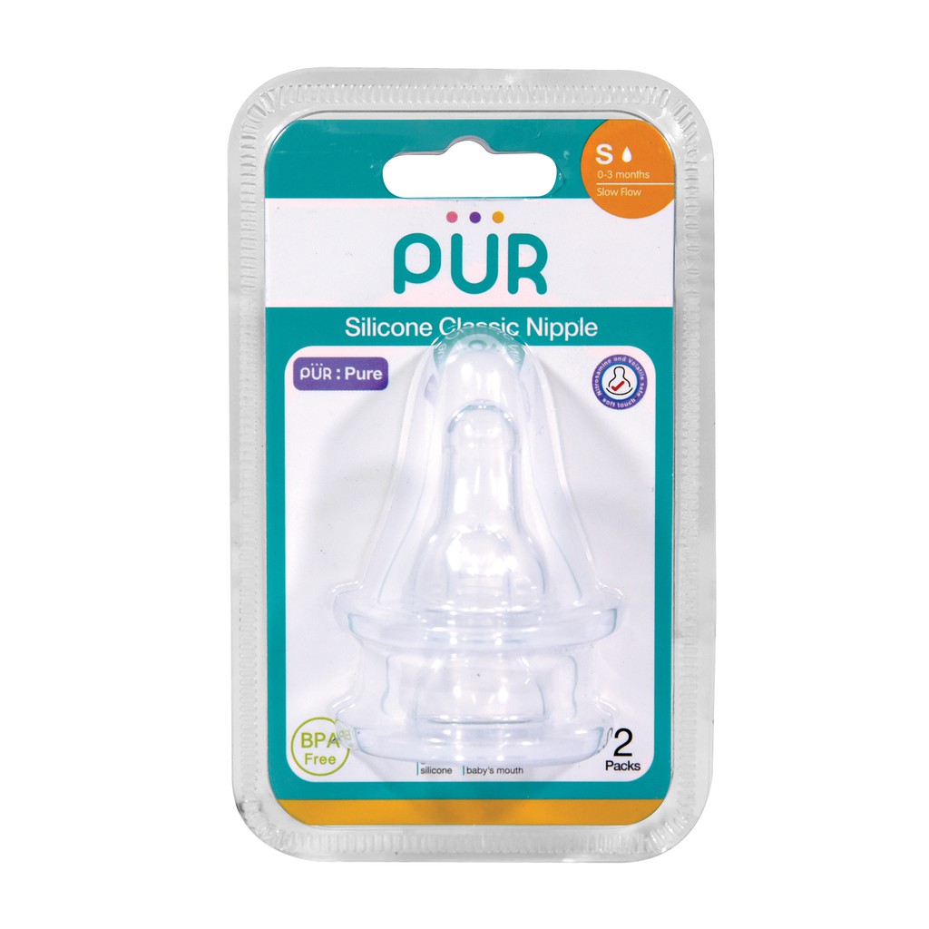 Ảnh Vỉ 2 núm ti cho bình cổ thường Pur Feeding 1