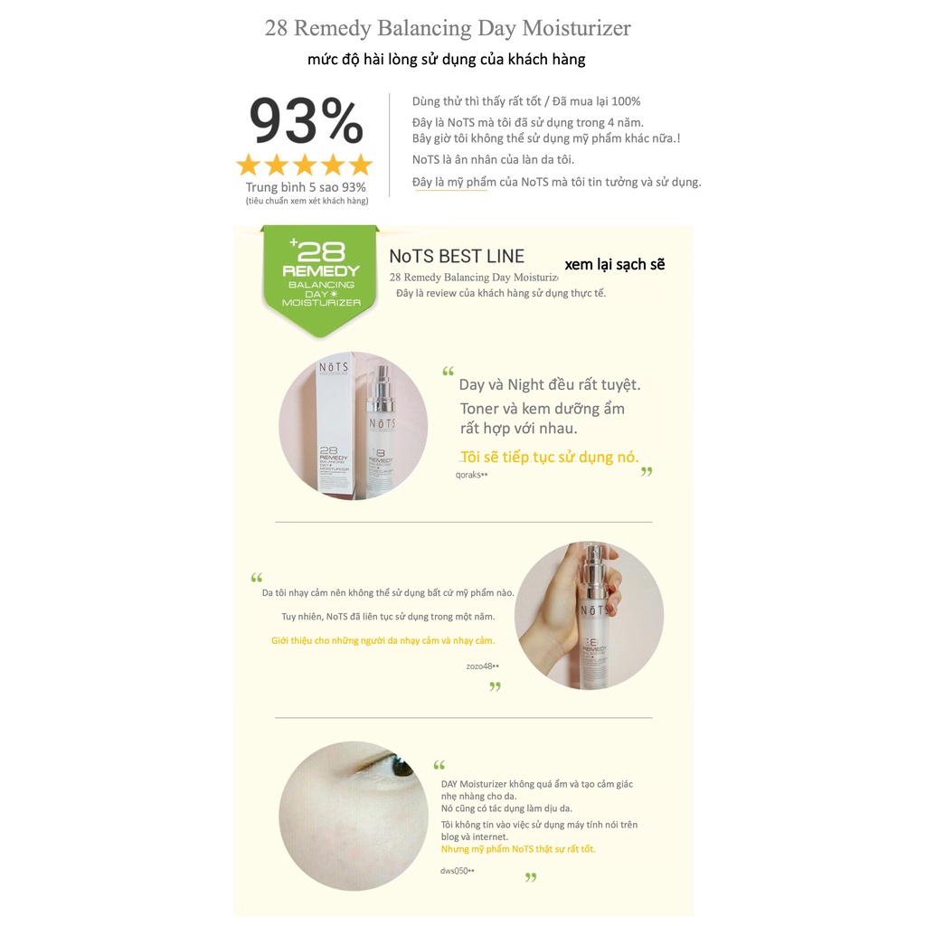 Sữa Dưỡng Ẩm Ban Ngày NoTS 28Remedy Balancing Day Moisturizer 45ml
