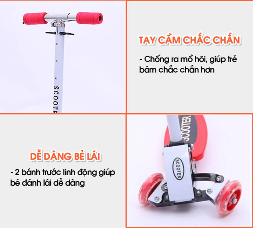Mô tả Xe trượt scooter 3 bánh cho bé chính hãng BBT Global trẻ em từ 2-7 tuổi KM956A - 9