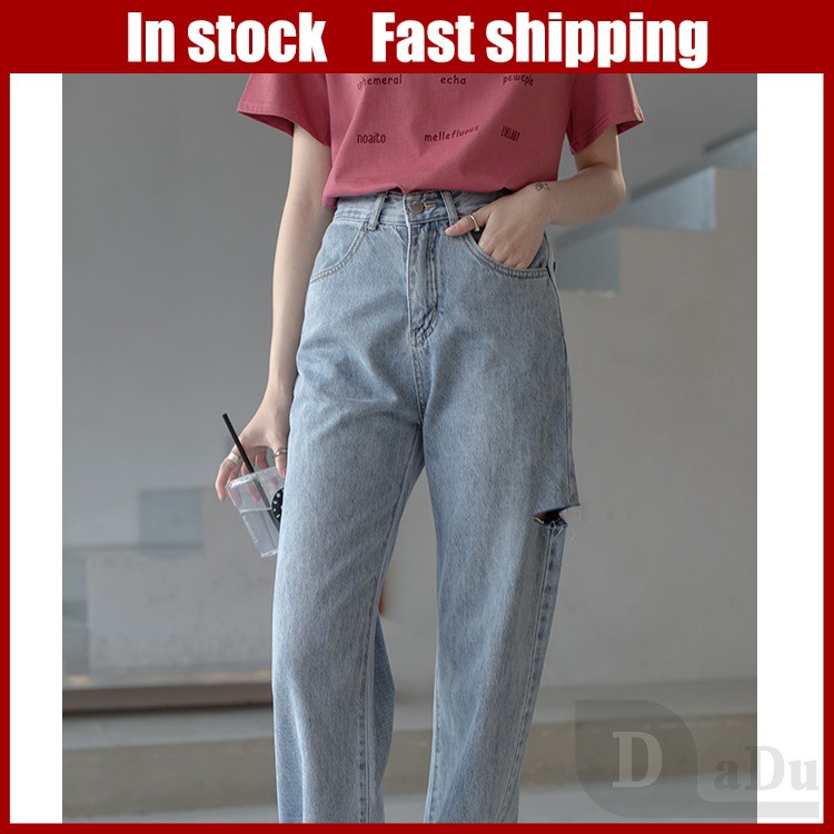 Ảnh Quần Jeans Dài Rách Gối Thời Trang Dành Cho Nữ 1