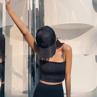 THEKIM Áo croptop 2 dây sợi bún ( không mút ) , vải cotton hai lớp , áo nữ 2 dây thun ống ngang ngực A107