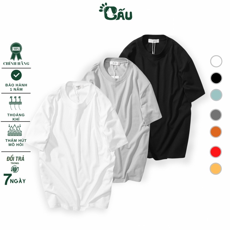 Áo thun Nam trơn GẤU 194 Unisex cổ tròn tay ngắn vải coton co dãn, dày dặn – form regular fit – TRON COTON
