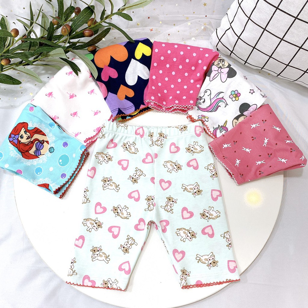 Quần legging lửng bé gái chất cotton vải xuất dư nhiều họa tiết size 10-22kg