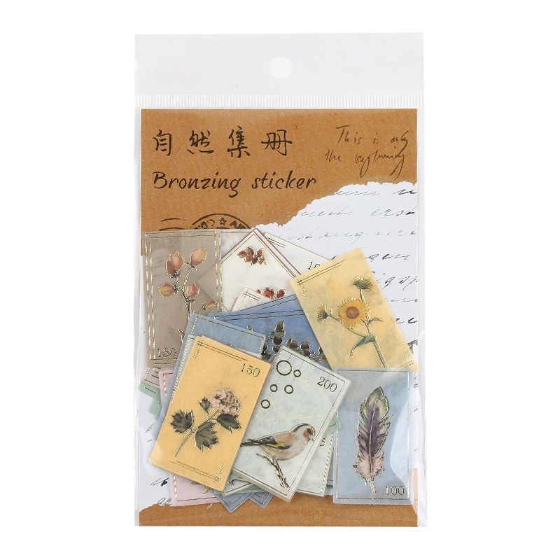 Sticker vintage cổ điển trang trí sổ dán laptop dán tường tem phong cảnh retro set 40 nhãn dán HD219 - K62