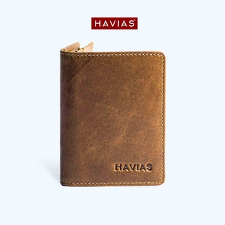 Ví Da HAVIAS Da Bò thật 100% dáng đứng ví da nam nữ mini nhỏ gọn BIZ