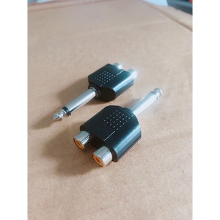 Đầu Chuyển Đổi 6.5mm - 6 ly sang 2 Cổng Rca / Hoa sen / AV bông sen