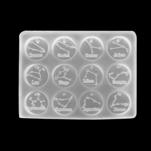 Mya Sáng Bóng 12 Chòm Sao Móc Khóa Khuôn Silicon Nhựa Epoxy Khuôn DIY Vòng Cổ Trang Sức Làm Móc Khóa Trang Trí