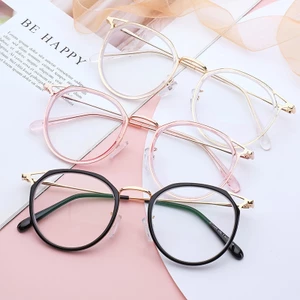 Kính giả cận gọng tròn mắt mèo thời trang nữ, mắt kính không độ chống tia UV phong cách Hàn Quốc ABICA 066