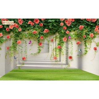 Tranh dán tường 3D Giả Gạch Giả Gỗ Hoa Dây Leo trang trí quán ăn, quán nước, trà sữa